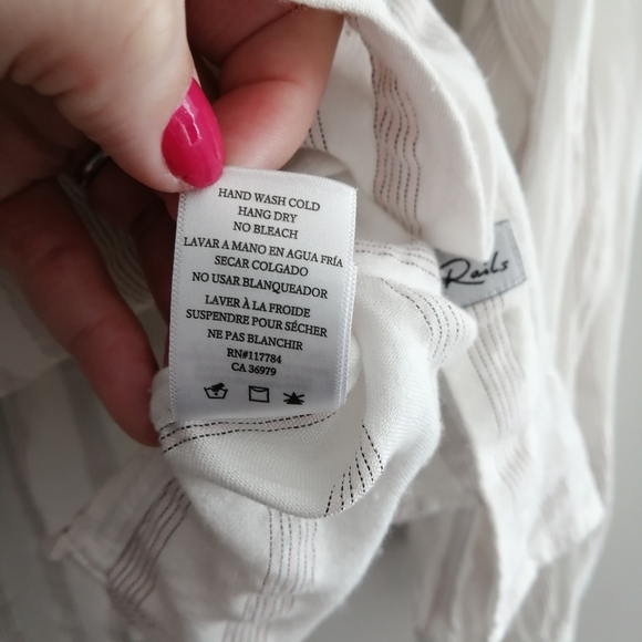 Rails Eloise Button Up in Carrera Metallic Stripe White Mandarin Collar Small - Picture 12 of 15
